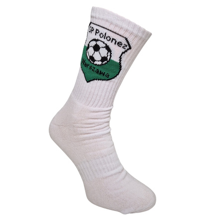 Skarpety POLONEZ WARSZAWA bawełniane z tkanymi napisami i herbem