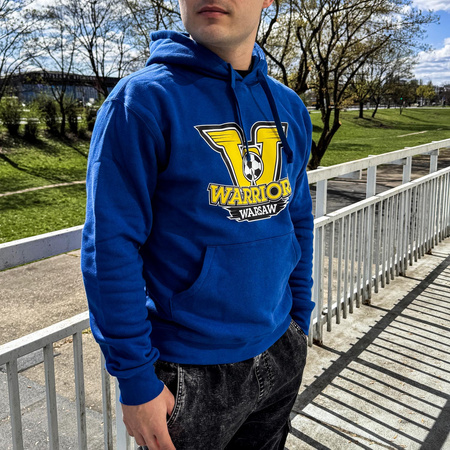 Bluza z kapturem WARRIORS WARSAW niebieska – kangurka z nadrukiem DTF, personalizowana