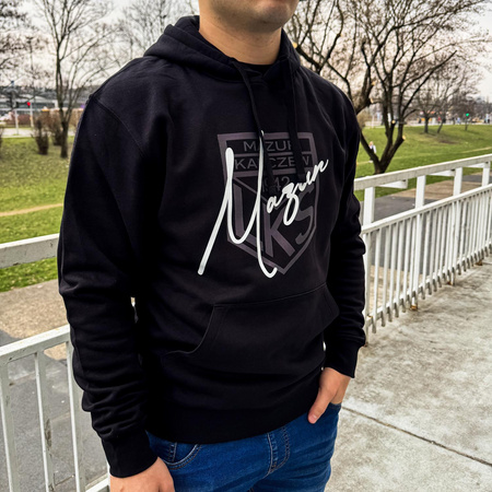Bluza z kapturem MAZUR KARCZEW czarna – nadruk DTF, napis i herb, barwy klubowe