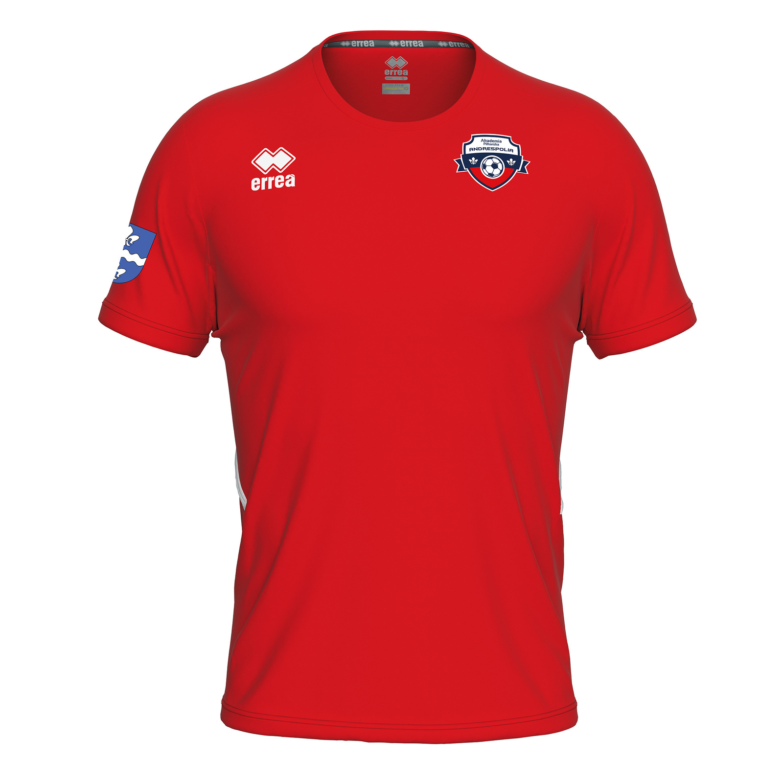 Koszulka meczowa AP Andrespolia czerwona – herb klubu i gminy