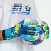 Rękawice 4KEEPERS NEO LIGA NC Junior z płynem do czyszczenia - technologia AQUA ADHESIVE+ GRIP i nowoczesna niebieska kolorystyka z limonkowymi akcentami
