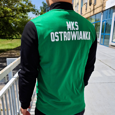 Bluza treningowa Joma MKS OSTROWIANKA - z półzamkiem, czarno-zielona, z herbem i nazwą klubu
