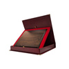 Podkład drewniany + etui bordo + blacha MDF 250x200