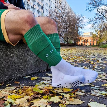 Getry ONZE ECO zielone bez stopy tuby piłkarskie