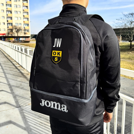 Plecak JOMA OKS Start Otwock – 23,8l z podwójnym dnem, herbem żakardowym i nadrukiem inicjałów, personalizowany dla kibiców