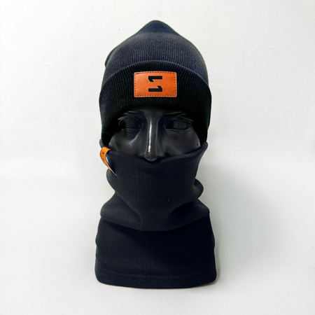 Zestaw zimowy ONZE czarny - czapka i komin z naszywką