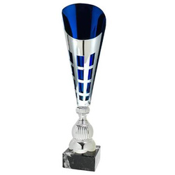 Puchar BI BIE.SERIE47 H57 – srebrno-niebieskie trofeum sportowe z personalizacją