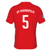 Koszulka meczowa AP Andrespolia czerwona – herb klubu i gminy, napis i numer na plecach
