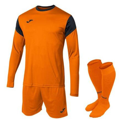 Zestaw bramkarski Joma GK Phoenix 102858.881 - trójczęściowy komplet pomarańczowy z czarnymi akcentami, koszulka z długim rękawem, elastyczne szorty, profesjonalne getry, technologia micro mesh