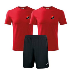 Komplet treningowy VULCAN – 2 koszulki z herbem DTF i napisem, spodenki, personalizowany dla zawodników