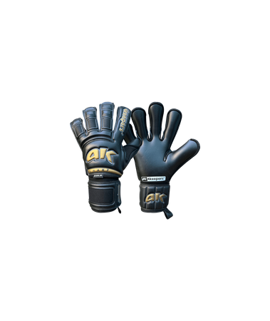 Rękawice 4Keepers Champ Gold Black VI RF2G Junior z płynem do czyszczenia - technologia Giga Grip, krój Roll Finger 2nd Gen, ekskluzywny czarno-złoty design