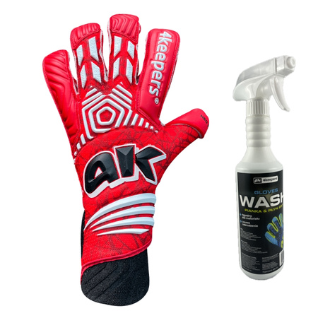 Rękawice 4KEEPERS NEO RODEO RF2G Junior z płynem do czyszczenia - technologia NEW BASIC GRIP i nowoczesna czerwona kolorystyka z białymi akcentami