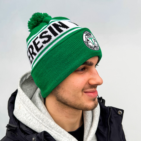 Czapka zimowa KS Teresin z pomponem – bawełniana z wywinięciem i haftowanym herbem