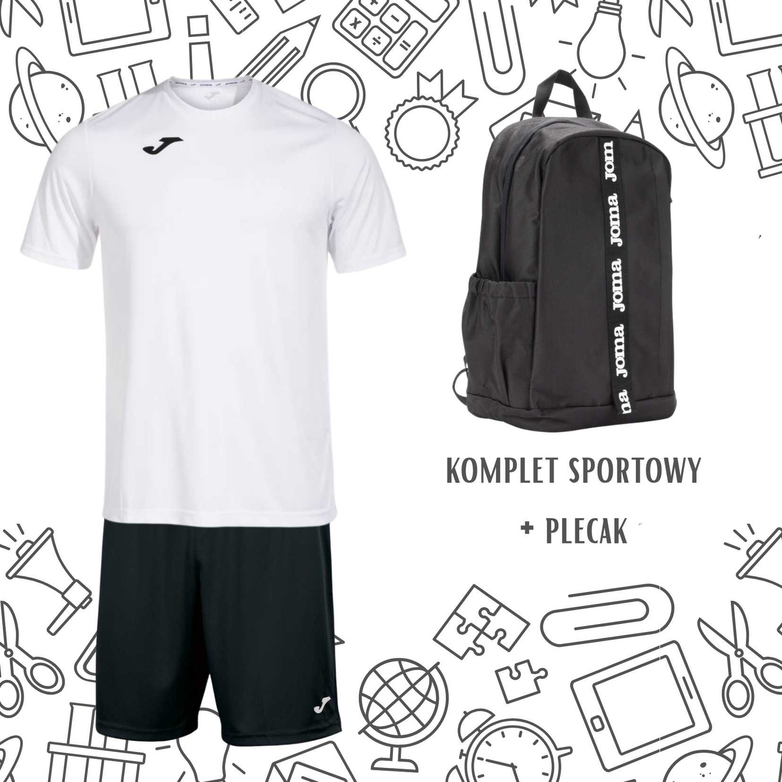 Strój sportowy szkolny z pojemnym plecakiem Burdeos