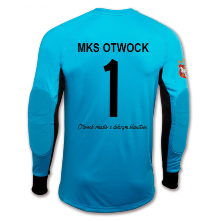 Bluza bramkarska MKS OTWOCK niebieska - herb, numer na plecach i reklamy