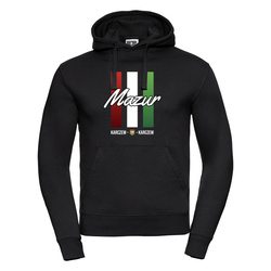 Bluza z kapturem MAZUR KARCZEW czarna – nadruk DTF, barwy klubowe, bawełna