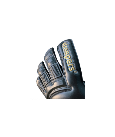 Rękawice 4Keepers Champ Gold Black VI RF2G Junior z płynem do czyszczenia - technologia Giga Grip, krój Roll Finger 2nd Gen, ekskluzywny czarno-złoty design