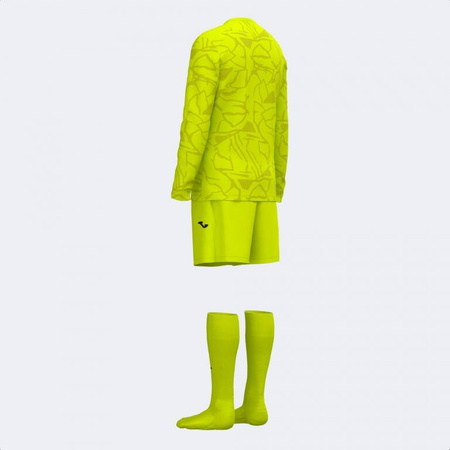 Zestaw bramkarski Joma Zamora IX 103730.998 - trójczęściowy komplet męski, fluorescencyjna żółta koszulka z długim rękawem, oddychające szorty, profesjonalne getry, sublimowany wzór