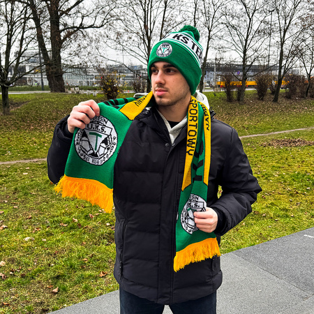 Zestaw kibica KS Teresin – komplet w barwach klubowych z czapką zimową i szalikiem kibica