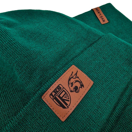 Zestaw zimowy czapka + komin RYŚ LASKI – zielony, naszywka klubowa, ciepły