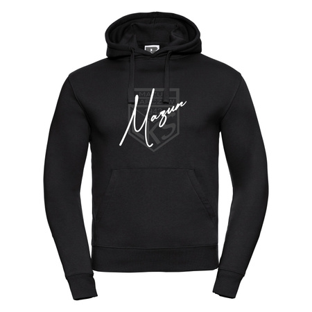 Bluza z kapturem MAZUR KARCZEW czarna – nadruk DTF, napis i herb, barwy klubowe