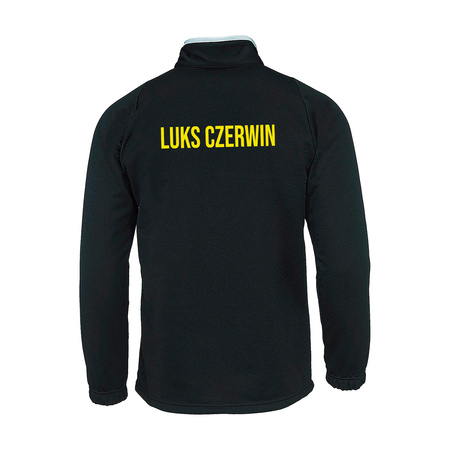 Bluza treningowa LUKS Czerwin czarna – krótki zamek, herb DTF, napis na plecach