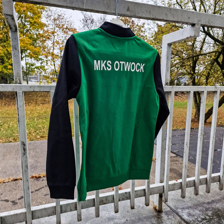 Bluza treningowa MKS OTWOCK zielono-czarna – z suwakiem, herbem DTF, nazwą na plecach, personalizowana