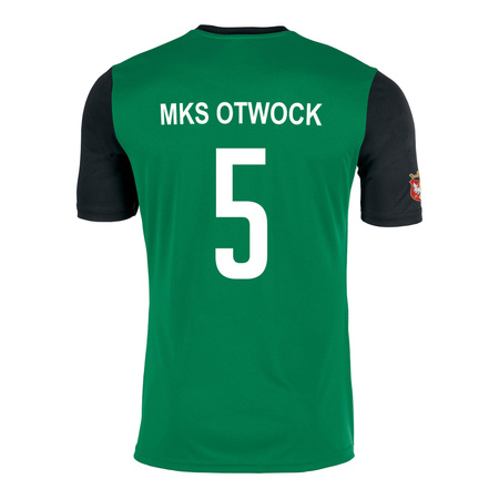 Komplet meczowy MKS OTWOCK zielony – koszulka z numerem, spodenki, getry, logo DTF, personalizowany