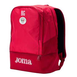 Plecak JOMA ZABOROWIANKA czerwony-biały – sportowy plecak 23,8l z herbem i inicjałami dla kibiców i zawodników Zaborowa
