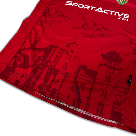 Koszulka meczowa I drużyny MAZUR KARCZEW – herb klubu i miasta, motyw Karczewa, nadruk numeru i napisu na plecach