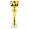 Puchar GT 25815 H25 – złoty puchar z czarnymi akcentami i białą podstawą o wysokości 25 cm