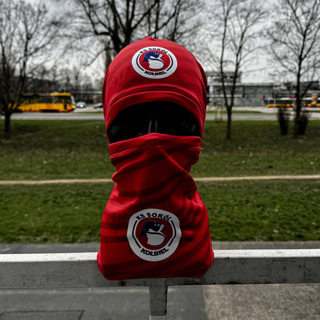 Czapka treningowa SOKÓŁ KOŁBIEL – elastyczny materiał, sublimacja logo, uniwersalny rozmiar