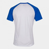 Koszulka piłkarska Joma Team Work 102218.207 - biało-niebieska, krótki rękaw raglan, okrągły dekolt, sitodrukowane logo