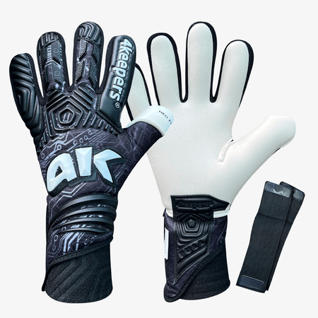 Rękawice 4KEEPERS NEO ELEGANT NC Junior z płynem do czyszczenia - technologia GIGA GRIP i elegancka czarna kolorystyka z białymi akcentami