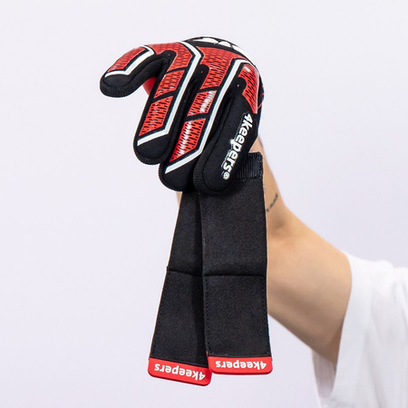 Rękawice 4KEEPERS NEO VIPER NC Junior z płynem do czyszczenia - technologia SUPER SOFT GRIP i nowoczesna czerwono-czarna kolorystyka