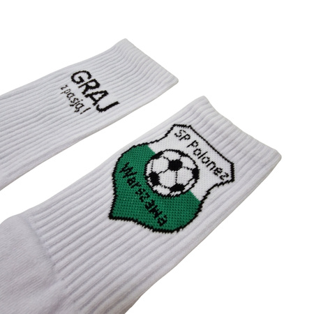 Skarpety POLONEZ WARSZAWA bawełniane z tkanymi napisami i herbem