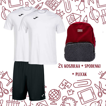 Zestaw szkolny JOMA - strój na WF z dwiema koszulkami i plecakiem Friendly