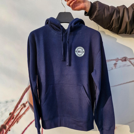 Bluza z kapturem MKS OTWOCK granatowa siatkówka – bawełniana kangurka z herbem DTF i grafiką na plecach, personalizowana