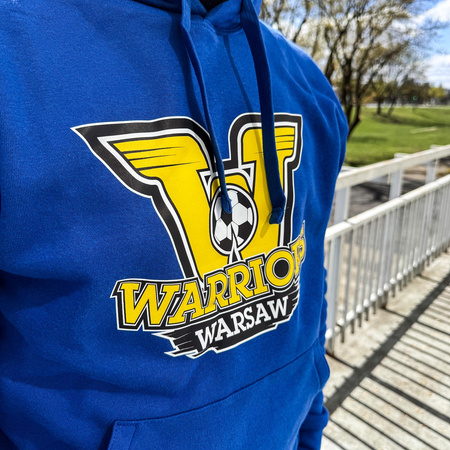 Bluza z kapturem WARRIORS WARSAW niebieska – kangurka z nadrukiem DTF, personalizowana