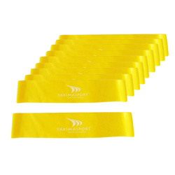 Guma fitness – zestaw 20 gum żółtych o małym oporze do treningu oporowego i rehabilitacji