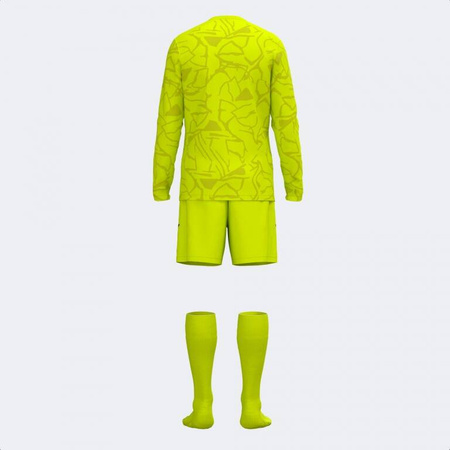 Zestaw bramkarski Joma Zamora IX 103730.998 - trójczęściowy komplet męski, fluorescencyjna żółta koszulka z długim rękawem, oddychające szorty, profesjonalne getry, sublimowany wzór