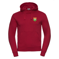 Bluza z kapturem MAZUR KARCZEW czerwona – wszyty herb, nadruk DTF, barwy klubowe