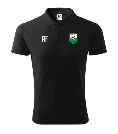 Koszulka polo POLONEZ WARSZAWA czarna — herb 3D i inicjały