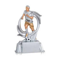 Statuetka piłkarska PC 18913 H15 – trofeum sportowe, figurka piłkarza z piłką w dynamicznej ramce, 15 cm