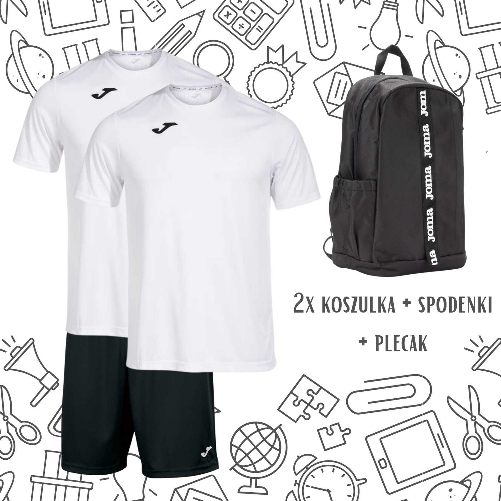 Wyprawka szkolna: 2 koszulki, spodenki i plecak Kids Camp