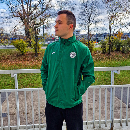 Ortalion MKS OTWOCK zielony – przeciwdeszczowy z kapturem, herbem żakardowym, kieszeniami, personalizowany