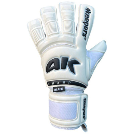 Rękawice 4Keepers Champ Black VI RF2G z płynem do czyszczenia - technologia Super Soft Grip, krój Roll Finger 2nd Gen, elegancka biel