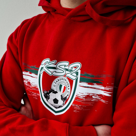 Bluza z kapturem ZABOROWIANKA czerwona – bawełniana kangurka z nadrukiem grafiki dla kibiców i zawodników Zaborowa
