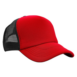 Czapka trucker 3803 czerwony przód i daszek, czarna siatka