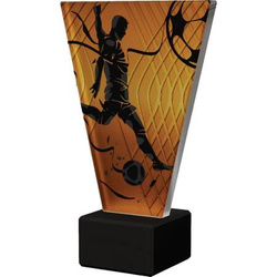 Statuetka TF VL1-C/SOC1 szkło piłkarz strzał H18